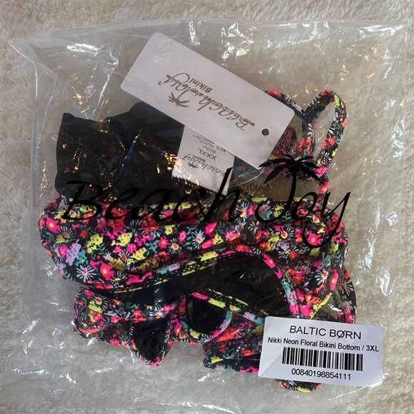 NWT Nikki Neon Floral Bikini Bottom Beach Joy in women's plus size 3XL - Picture 8 of 11